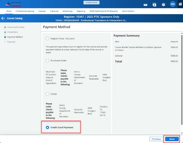 Step 8: Payment Method
